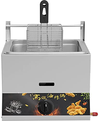 MAHNFEID Freidora Freidora a Gas para hogar y Comercial Freidora a Gas para encimera de Gran Capacidad de 11L/23L Potencia de Fuego Ajustable con cestas y Tapa Freidora de GLP Hecha de Edels