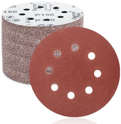 FEIHU 50 Pezzi Dischi Abrasivi 125mm, Carta Vetrata Abrasiva 8 Fori per Levigatrice Orbitale: Grana 180