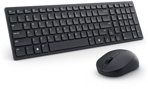 Dell KM555 Silent Keyboard and Mouse - 18 Programmable Shortcut Keys, Copilot Key, Secure Dual-Mode connectivity, Adjustable DPI, Ambidextrous, Low Battery LED Indicator, 3-Year Warranty - Black
