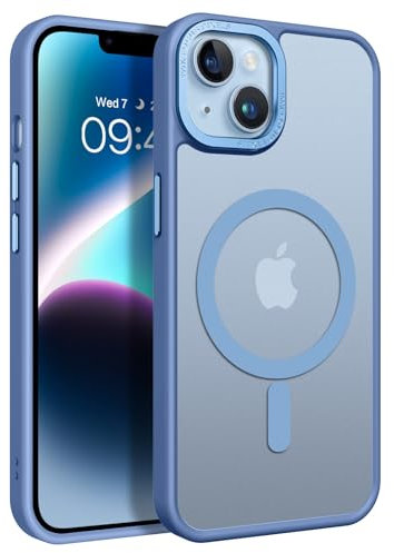 GaoBao Cover Magnetica per iPhone 13/iPhone 14, [Compatibile con MagSafe] Custodia Traslucida Opaca Protettiva Sottile Antiurto Retro Resistente Anti-Scivolo Case per iPhone 14 e iPhone 13 6,1, Blu