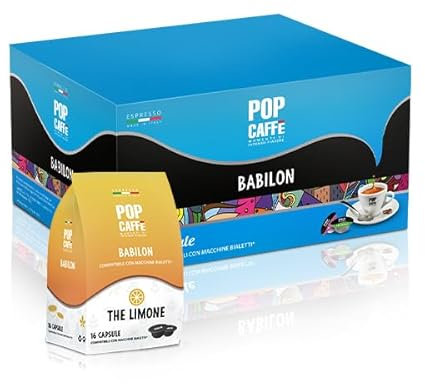 96 capsule BABILON POP CAFFE' THE LIMONE Bevanda Solubile COMPATIBILI con MACCHINE CAFFE' sistema BIALETTI SUPER, GIOIA, MIGNON –