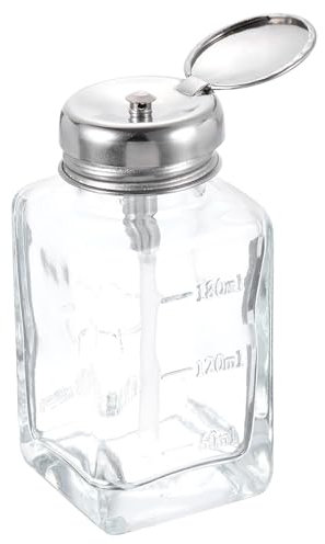 sourcing map Solvent Alcohol Dispensers 180ml(6.1oz) Push Down Liquid Dispenser Pump Bottle Sprinkler Head with Plastic Tube and Aluminum Core for Alcohol Solution
