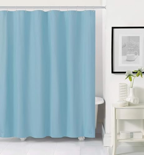 Calefee Rideau de Bain 300x200, Rideau de Douche Peva Bleu Clair Uni, Rideaux de Douche Anti Moisissure avec Oeillets