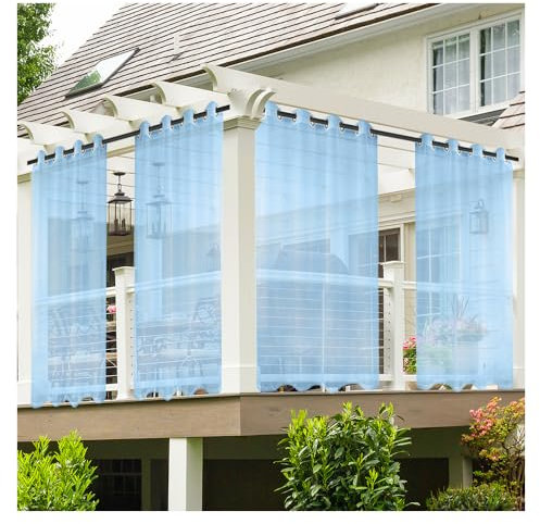 Durchsichtige Outdoor-Vorhänge, wasserdicht, für Terrasse, Pavillon, Garten, Blau, 192 x 300 cm
