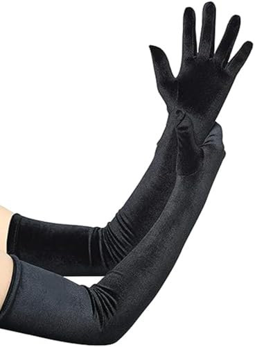 Long Black Gloves,Evening Gloves,Satin Gloves,Stretchy Elbow Length Sexy Gloves Fancy Dress Elbow Satin Gloves Evening Gloves for Women,for Costume 1920s Style Evening Opera Bridal Party Wedding Prom
