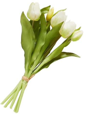 DPI Tulpen Bund mit 3 Blüten und 2 Knospen Kunstblume 31 cm Kunststoff Frühjahr Arrangements Gestecke Kränze Dekorationen Cream