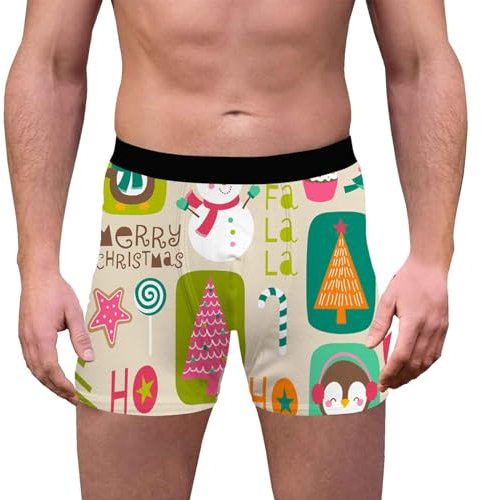 GFPGNDFHG Damen Christmas Motiv Adventskalender Unterwäsche Boxershorts Herren Boxershorts Adventskalender Lustige Unterhosen Männer Mit Gesicht Foto Shorts