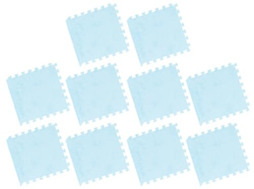 Culnflun Thickned Plush EVA Foam Floor Mat, 10pcs 31 x 30cm EVA Shaggy Interlocking Foam Floor Tiles Soft Non slip Playmat Puzzle FloorMat for Play Room (Light Blue)