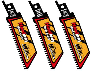 Hardwin Lame Scie Sabre Métal – Carbure de Tungstène, 100mm, 8 TPI, 3 Pièces – Pour Sabre Sawzall, Métal Épais, Fonte, Acier Allié – Coupe Rapide, Précise et Durable
