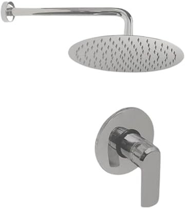 IMPALLI Kit Doccia Con Soffione E Doccetta Set Doccia Con Soffione Doccia Tondo D250 Mm Braccio Doccia 350 Mm E Miscelatore Doccia Incasso Una Via (CROMO)