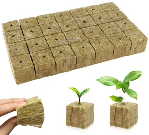 Nuyoah Rock Wool Cultivation Cubes Hydroponics Rockwool Cube Rockwool Cube 4 x 4 x 4 cm Pack of 28 Rockwools Grow Cubes Plants Hydroponic Rock Wool for Bottomless Cultivation Cuttings Clone Plants
