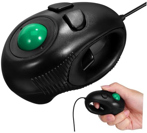 OSALADI Mini Trackball mit USB Kabelgebundene Ergonomische PC für Laptop Desktop mit Tasten Design Daumensteuerung Schwarz
