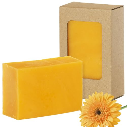 FRIENDS OF® Duschseife Ringelblume | Vegane Körperseife | reinigt und pflegt die Haut | Handgeschöpfte Gesichts-, Hand- und Duschseife mit Duft | 100g Naturseife