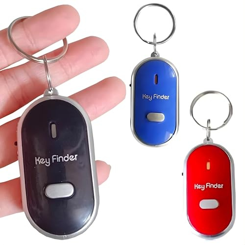 Key Finder Locator with sound, Voice Control Key chain Locator for Lost Keys, Item finders Locator with LED Flashlight and Base Support for Keys, Dogs, Cats, Wallet, Phone, Best Gifts (Red)