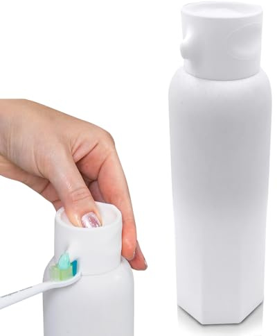 CANOVA Toothpaste Dispenser - No-Waste Countertop Dispenser for Kids & Adults - Vacuum Valve, Fits Most Standard Tubes up to 230g, Dishwasher-Safe Silicone Cap - Modern Aesthetic Stone Design