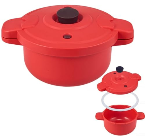 Niceminiwall Autocuiseur pour micro-ondes 27,5 x 14 cm, cuiseur vapeur multifonction pour riz, légumes, pâtes, PP+silicone avec couvercle, design compact pour petite taille