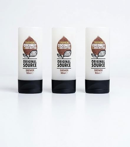 Original Source Tropical Coconut & Shea Butter Shower Gel, 100% Natural Fragrance, Pack of 3, 50ml, Travel Size