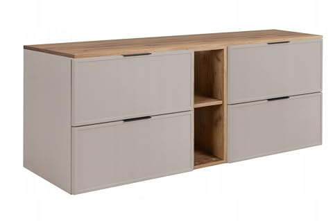 Rodan Moderne Möbel - Schrank Goldene Eiche, Kaschmir - Möbelstück - Bastelregal – Bastelplatte 140,6 x 58,6 x 46 cm