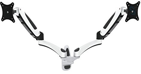 HFTEK Monitorarm - dual - Halterung Halter Wall Mount mit Gasdruckfeder 0-8 kg Wandhalterung für 2 Bildschirme von 15 – 27 Zoll mit VESA 75/100 - GM124W