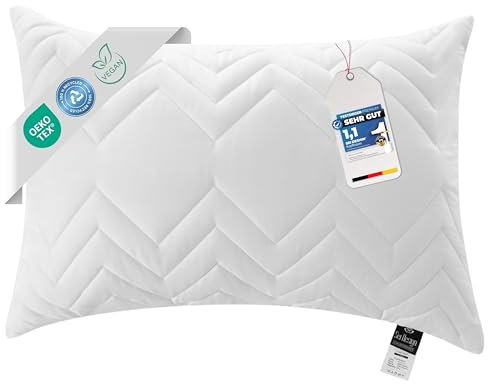 sei Design Kopfkissen 40x60 cm Schlafkissen gesteppt mit Reißverschluss Dekokissen Kissen Ökotex waschbar bis 95 Grad, Kochfest Made in Europa