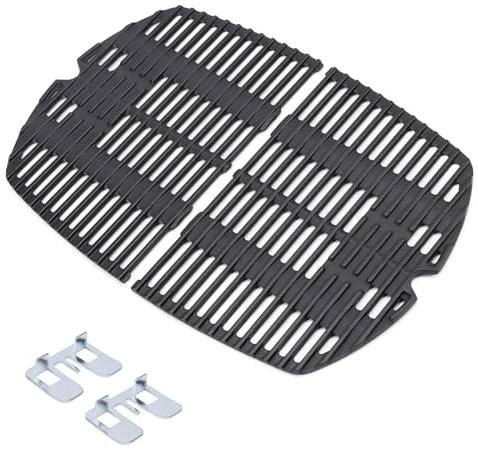 GFTIME Grille de Cuisson en Fonte pour Weber Q200 Q220 Q2000 Q2200 - 27.3 x 38.8cm - Accessoire de Rechange pour Gril à Gaz 65811 - Paquet de 2