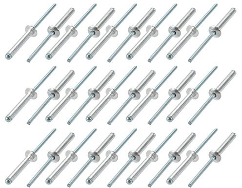 sourcing map 30 Stücke Aluminum/Stahl Offenes Ende Blinde Niete 4mm x 25mm