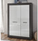 Highboard Kommode in Hochglanz weiß mit Betonoptik dunkel