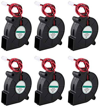 Jopto 6Pcs 3D Printer Cooling Blower Fan DC 12V 50 x 50 x 15mm 5015 Blow Radial Cooling Fan 2Pin Accessories Hot End Extruder Compatible with RepRap i3 3D Printer Cooler Heat Sinks