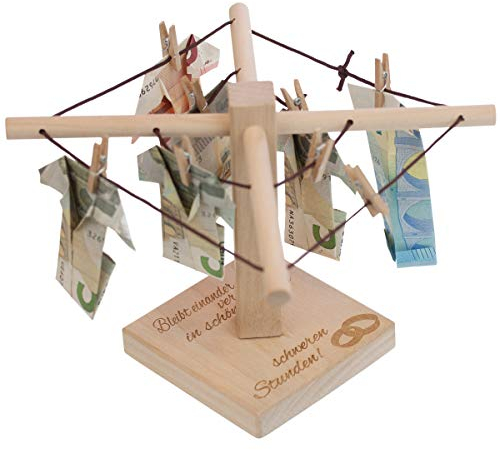 Geschenke 24 Geldwäschespinne (Hochzeit - Ringmotiv) - Geldbaum kaufen, Geld Wäschespinne - Hochzeitsgeschenke für Brautpaar, Geschenke zur Hochzeit Geld