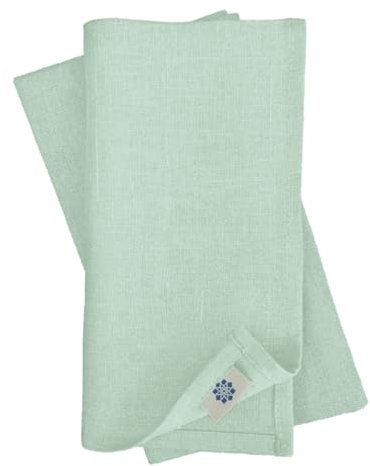 Linen & Cotton Hochwertige 4 x Stoffservietten/Servietten Stoff/Leinenservietten Hygge - 100% Leinen, Hellblau/Blau (45 x 45cm) für Feiern Home Küche Esstisch Dekoration Abendessen Cafe Restaurant