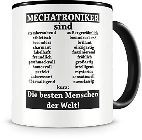 Samunshi® Mechatroniker sind Tasse Beruf Geschenk Kaffeetasse Teetasse Kaffeepott Kaffeebecher Becher Mechatroniker sind... 300ml schwarz/schwarz