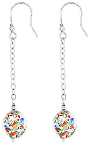 Venetiaurum - Pendientes largos para mujer con perlas de cristal original de Murano y plata 925 - Joya Certificada Made in Italy