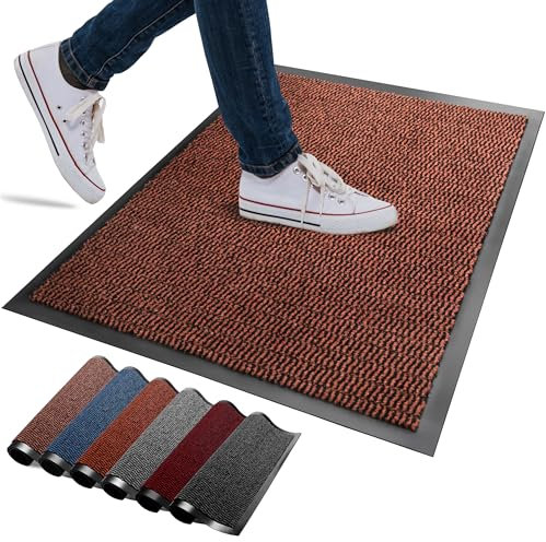 FB FunkyBuys Washable Door Mats Indoor & Outdoor - Non-Slippery Heavy Duty Doormats Indoor - Highly Absorptive Rubber Door Mat - Perfect for Kitchen, Home and Hotel Entrance (Rust, 40x60 CM)