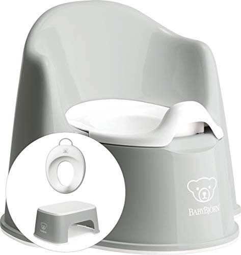 BABYBJÖRN Töpfchentraining Startpaket: Topfstuhl, Tritthocker und Toilettensitz – grau weiß