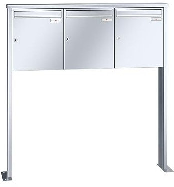 RENZ/Tetro / 3er Freistehende Briefkastenanlage Standbriefkasten / V4A-Edelstahl/Volumen 23 L/mit Fußplatten/Dein-Briefkasten.de