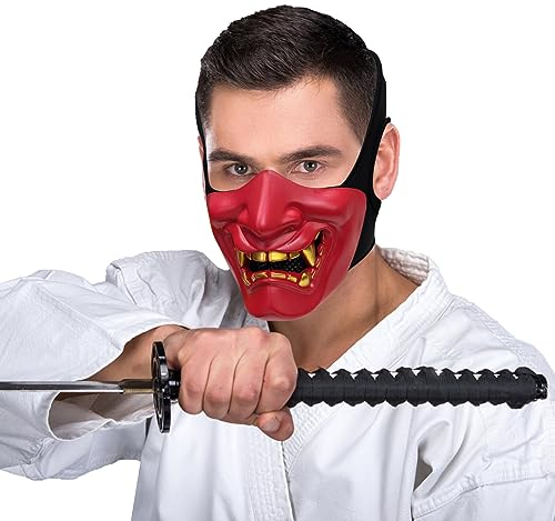 Demi-masque tactique pour airsoft pour Halloween, CS, BB, paintball, chasse, tir (rouge)