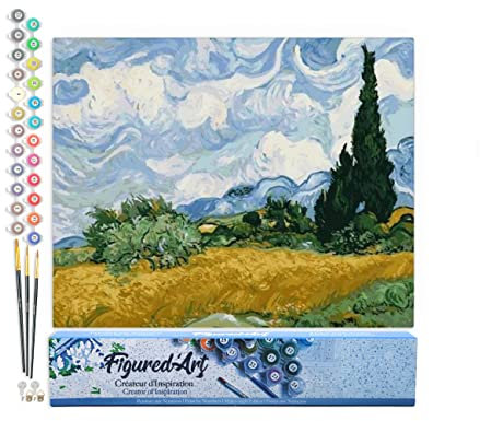 Figured'Art Peinture par Numéro Adulte Van Gogh - Ciel - Activité Manuelle Kit de Loisir Créatif DIY Numéro d'Art Complet - 40x50cm sans châssis en bois