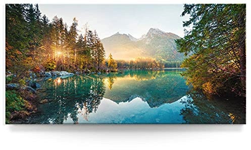 BilderKing Wandbild Wasserfall Hintersee Bayern - 180cm x 90cm Leinwand auf 4cm Keilrahmen