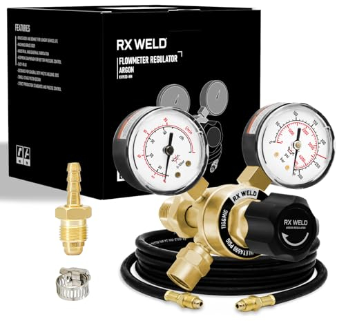 RX Weld Argon Regulators Gauges Gas Welding, Regulator for MIG and TIG, CGA580 Inlet Connection