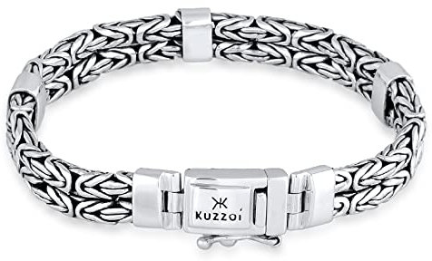 Kuzzoi Silber Königsketten Armband für Herren handgefertigt, Herrenarmband aus massivem 925er Sterling Silber, Glieder Armband für den Mann, Königskettenarmband Männer, Breite 8 mm, Länge 23 cm