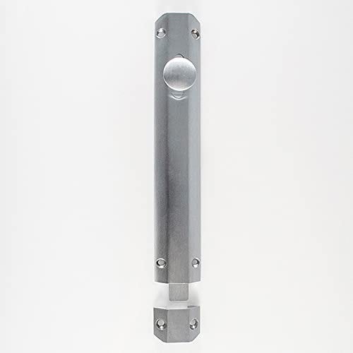 Surface Mounted Flat Sliding Door Bolt Lock - 202 x 36mm - Satin Chrome | Sliding Security Barrel Bolt - Heavy Duty Secure Sliding Latch - Door/Gate Wall Mounted Lock