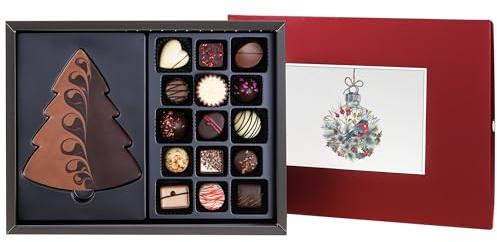 CHOCOLISSIMO - Chocolats de Noël - Chocolat Cadeau Noël - Tablette de Chocolat et 15 Chocolats Faits à la Main - Chocolats à Offrir - Idée Cadeau Femmes, Hommes, Papa, Maman - Xmas ChocoPostcard Maxi