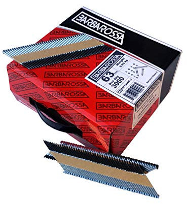 Barbarossa 1st Fix (51mm - 90mm) Galvanised collated framing Nails for Cordless nailers (63mm - 2 1/2” (3000) Ring)
