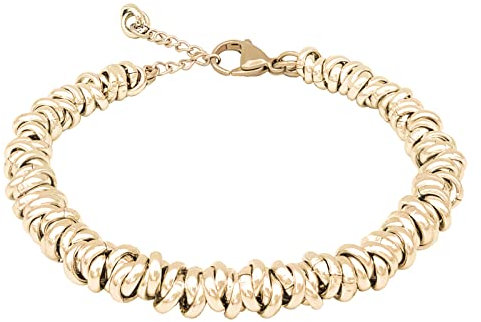 ParticolarModa Bracciale Donna regolabile nodini anelli intrecciati acciaio alluminio morbido 6 mm (Regolabile da 19 a 22 cm (x polso 16-18), Dorato)