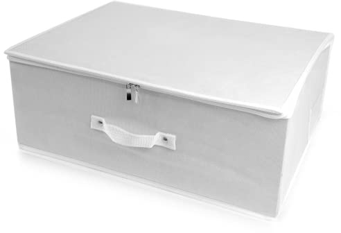 Wedcova UK Wedding Dress Storage Box Bridal Dress Gown Travel Storage Box Under Bed Clothes Fabric Storage Box With Acid Free Tissue Papers (White, Medium)