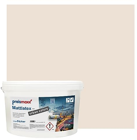 Preismaxx Mattlatex Farbe für Innen urban colors, bunte Wandfarbe Latexfarbe matt, beige, perlbeige, pearl beige 5L