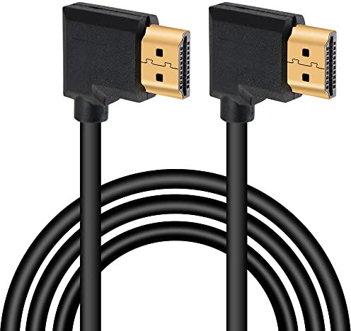 GELRHONR Cavo HDMI 4K 1.4, cavo HDMI maschio a maschio ad angolo retto 4K @ 30Hz, connettore placcato oro, supporto ARC, 3D, Ethernet, per TV HD, lactop, PC, proiettore - nero (1 m) (destra/destra)