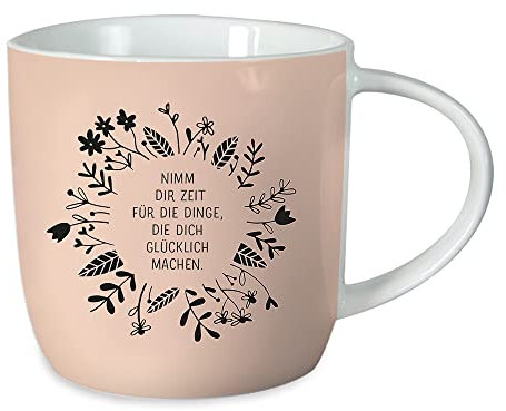 Grafik-Werkstatt Kaffeetasse mit Spruch 300 ml Porzellan Tasse Nimm dir Zeit