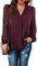Beluring Womens Blosue V Neck Tshirts Elegant Long Sleeve Stretchy Shirts Burgundy Size 12 14