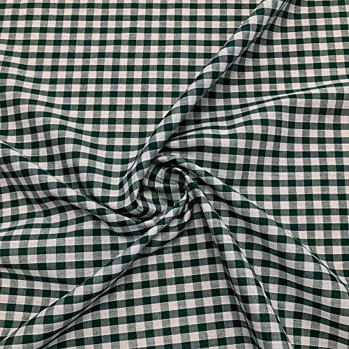 Gingham Check 1/4 Inch Polycotton Fabric (Per Metre) (Bottle Green)